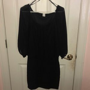 B Darlin Black Dress w/Sheer Sleeves